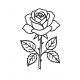 Single rose flower coloring page with detailed petals