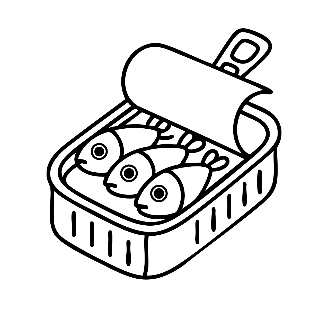 Cute sardine can coloring page – fun food illustration for adults