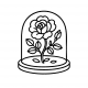 Glass dome with a single rose – enchanted flower coloring page