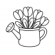 Watering can filled with tulips – floral coloring page