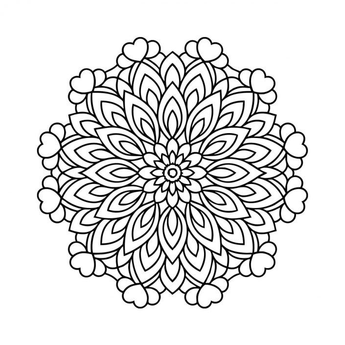 Mandala with teardrop-shaped floral petals