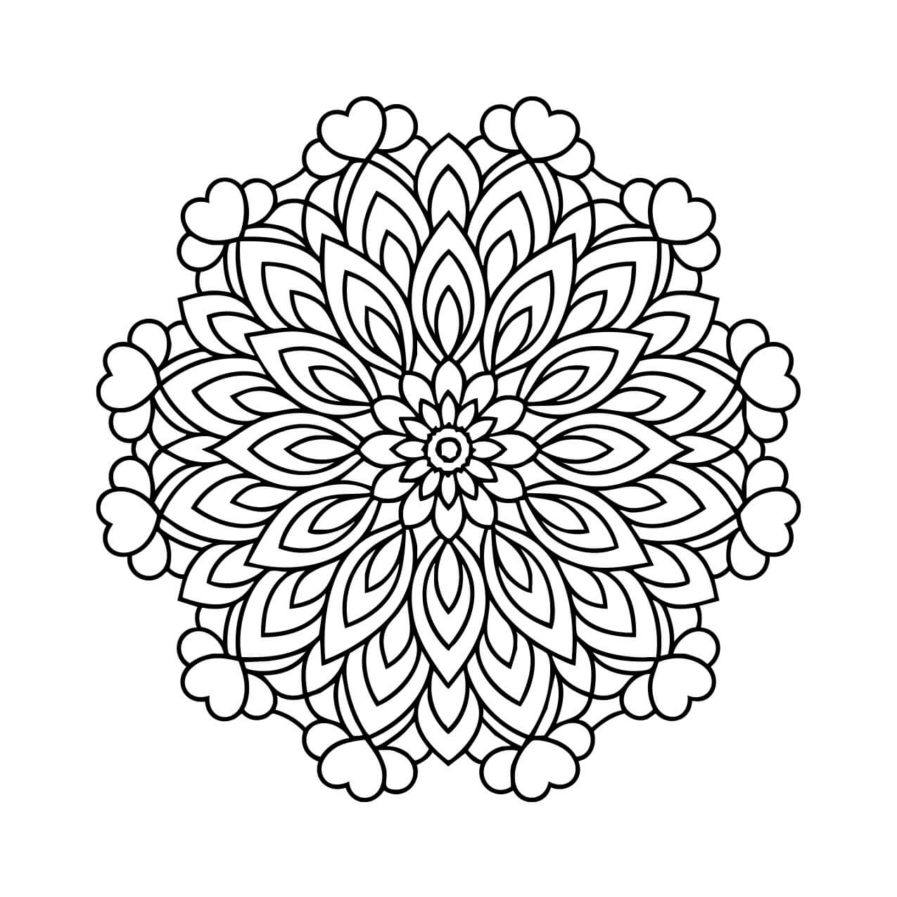 Mandala with teardrop-shaped floral petals