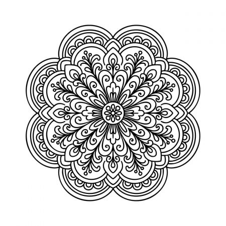 Mandala design with scalloped flower shapes
