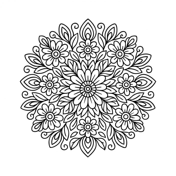 Symmetrical mandala with delicate radiating lines