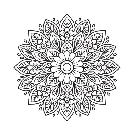 Black and white mandala featuring feather burst