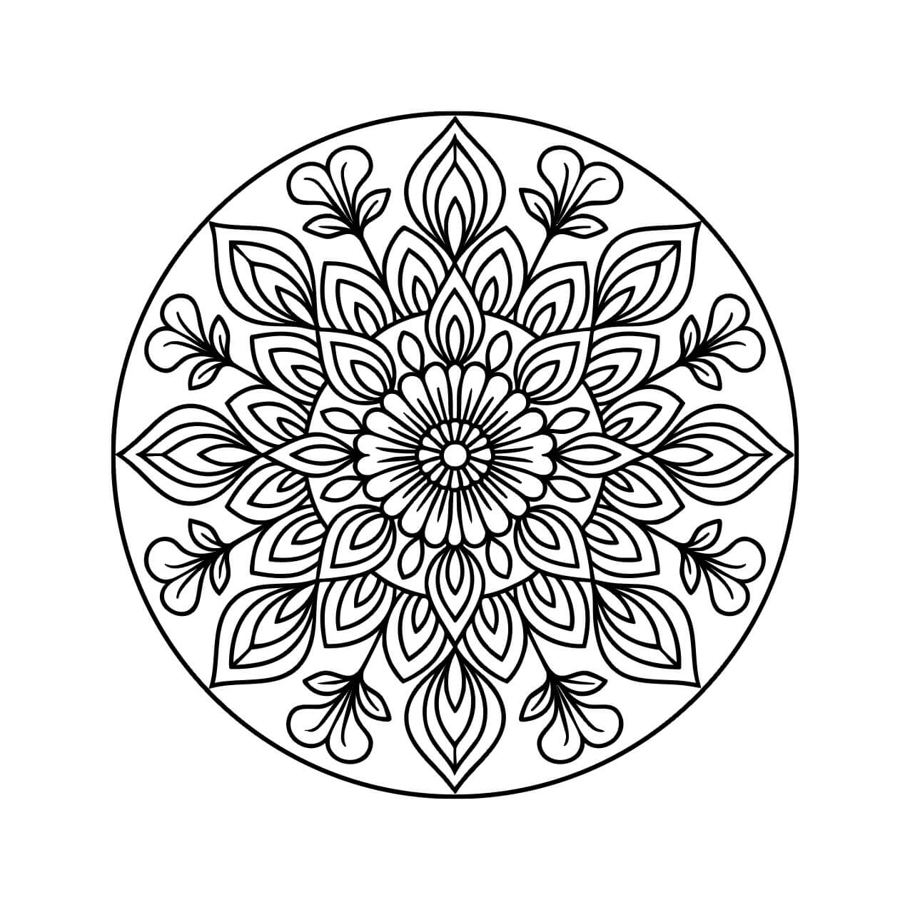 Lotus mandala with clean radial symmetry and calm flow