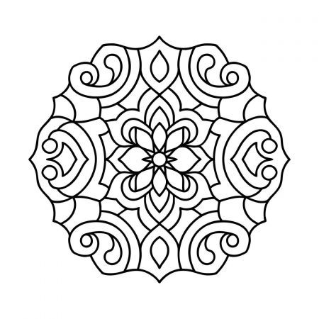 Mandala design with scrollwork hearts and soft curves