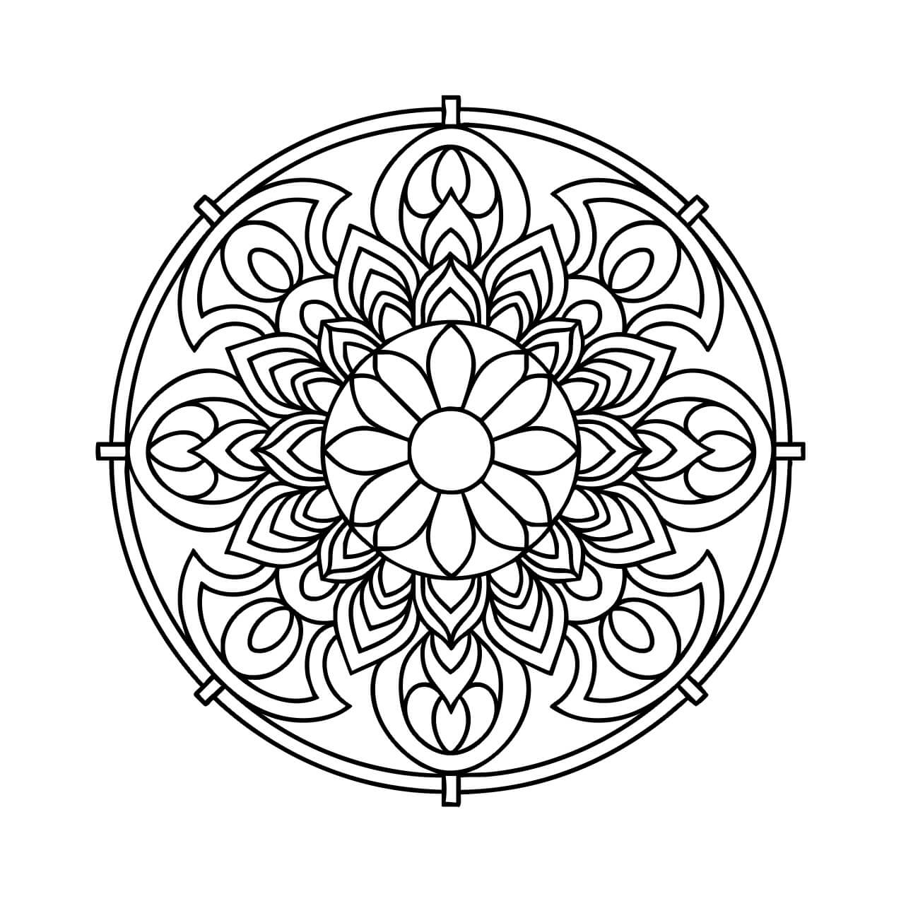 Mandala with orb-like petals and celestial arrangement