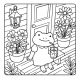 Frog drinking iced tea on wooden porch – relaxing kawaii coloring page