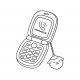 Flip phone showing incoming call with a fluffy charm