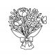 free printable peony and daisy bouquet coloring sheet for adults and kids