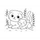 free printable coloring page of two cute cats cuddling in a garden